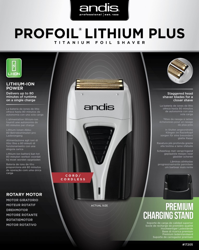 *Új Andis ProFoil™ Lithium Titanium Foil Shaver Plus villanyborotva (EU)
